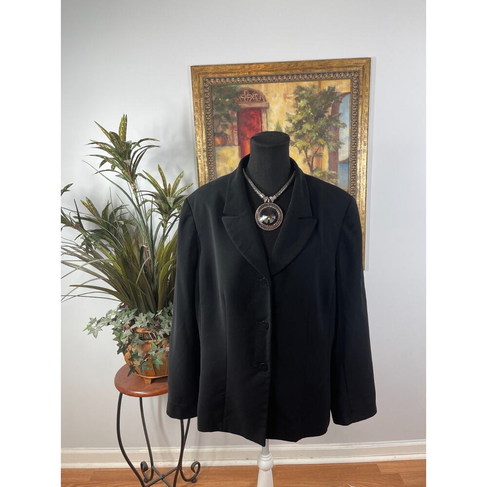 Le Suit Blazer Jacket Women's Black Size XXL Fairycore Structured Traditional‎